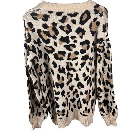Entro Anthropologie Leopard Print Ultra-Soft Crewneck Sweater Sz S EUC - Picture 2 of 9
